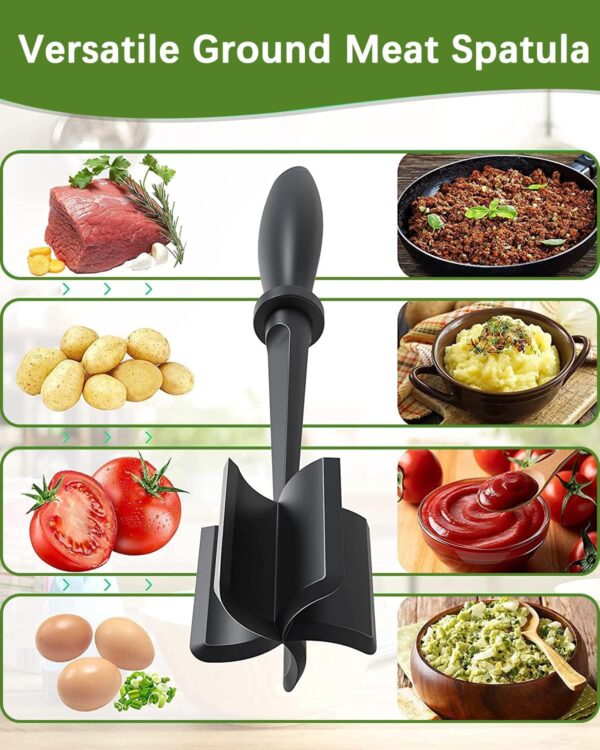 Upgrade Meat Chopper, Heat Resistant Meat Masher for Hamburger Meat, Ground Beef Smasher, Nylon Hamburger Chopper Utensil, Ground Meat Chopper, Non Stick Mix Chopper, Mix and Chop, Potato Masher Tool - Image 3