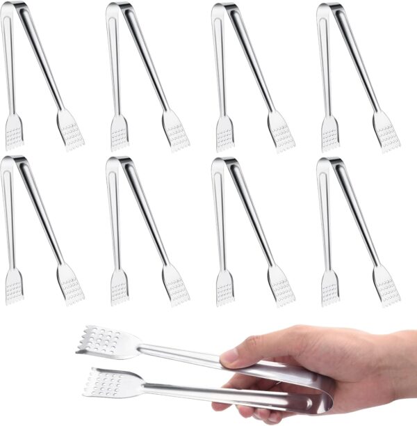 8 Pack Serving Tongs by Tcoin, 7 Inch Functional Small Tongs for Serving Food for Parties and Holiday Get-togethers, Food Tongs Buffet Tongs Appetizer Tongs Kitchen Tongs,Versatile and Durable