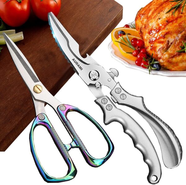 Kitchen Shears Set 2 Pieces Kitchen Scissors Heavy Duty Meat Scissors,Poultry Shears Heavy Duty Professional,Kitchen Scissors Dishwasher Safe Food Scissors Stainless Steel Utility Scissors