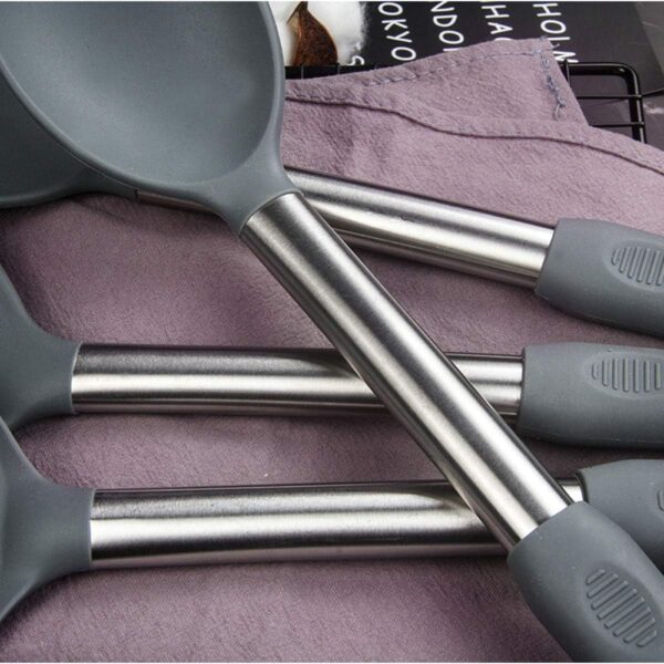 Silicone Kitchen Cooking Utensils Set with Stainless Steel Handle, Spatula Set Utensil Set, Cooking Utensil Set,Kitchen Tools Gadgets for Nonstick Cookware - Image 6