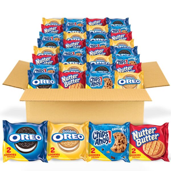 OREO Original, OREO Golden, CHIPS AHOY! & Nutter Butter Cookie Snacks Variety Pack, 56 Snack Packs (2 Cookies Per Pack)