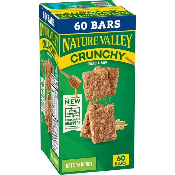 Nature Valley Crunchy Oats 'n Honey Granola Bars, 60 Bars, 44.7 OZ (30 Pouches)