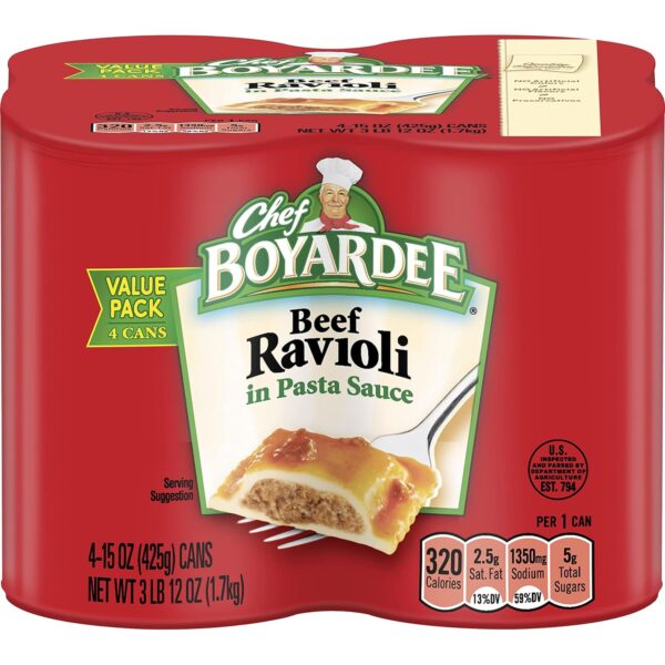 Chef Boyardee Beef Ravioli, 15 oz, 4 Pack