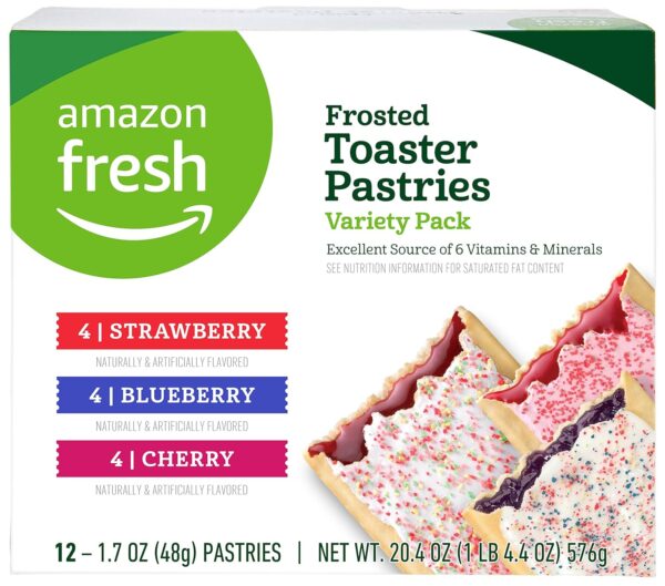 Amazon Fresh - Toaster Pastries Variety Pack (Strawberry, Blueberry, Cherry), 12ct