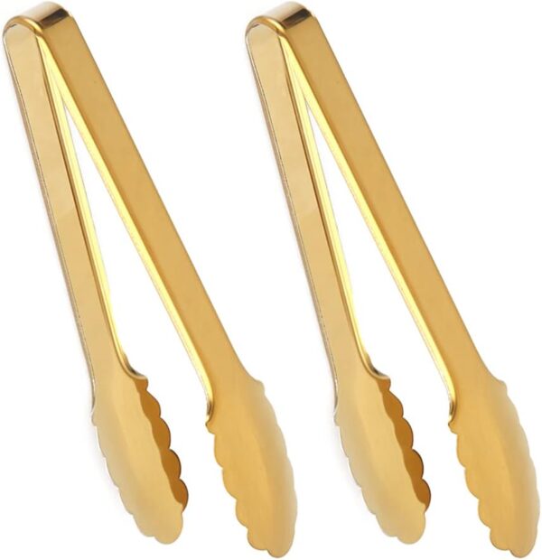 2 Pack 9 Inch Gold Serving Tongs Gold Serving Utensils Salad Tongs Buffet Tongs Non-slip & Easy Grip Stainless Steel Gold Plated Buffet Serving Tongs, Salad, Ice, Oven