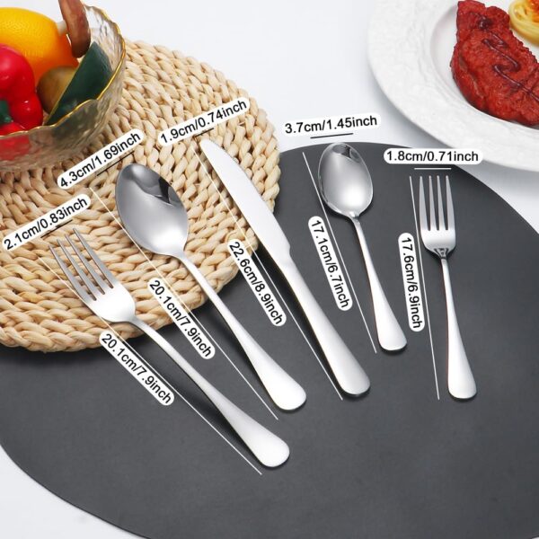 Lazycorner 50 Pcs Silverware Set for 10, Mirror Polished Flatware Set Stainless Steel Fork Knife Spoon, Food Grade Eating Utensils Sets, Reusable Silverwear Cutlery Set, Dishwasher Safe - Image 2