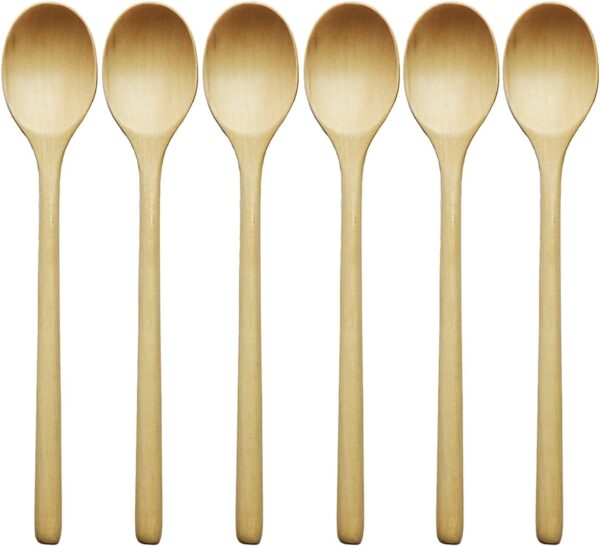 Wooden Spoons for Eating, ADLORYEA 9 inch Small Wooden Soup Spoon Mixing Stirring Tasting, 6-Piece Wood Spoons for Soup and Korean Food, Eco friendly Non-Stick Wooden Eating Utensils