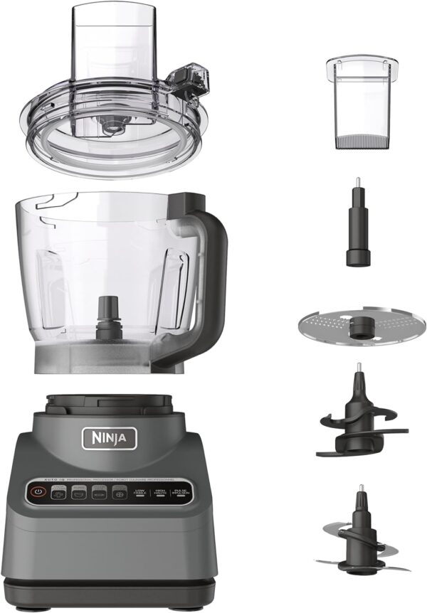 Ninja Food Processor, Professional Plus, 1000 Peak Watts, 4 Functions for Chopping, Slicing, Purees & Dough with 9-Cup Processor Bowl, 3 Blades, Food Chute & Pusher, Silver, BN601