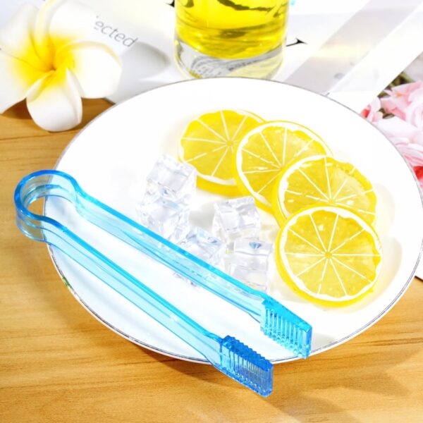 10 Pcs Plastic Buffet Serving Tongs, Clear Blue Kitchen Tongs Mini Serving Utensil Tongs for Food Ice Salad Buffet Barbecue Cookies, 6.3 Inches - Image 6