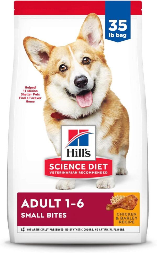 Hill's Science Diet Adult 1-6, Adult 1-6 Premium Nutrition, Small Kibble, Dry Dog Food, Chicken & Barley, 35 lb Bag