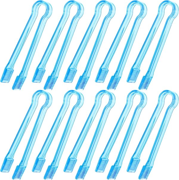 10 Pcs Plastic Buffet Serving Tongs, Clear Blue Kitchen Tongs Mini Serving Utensil Tongs for Food Ice Salad Buffet Barbecue Cookies, 6.3 Inches