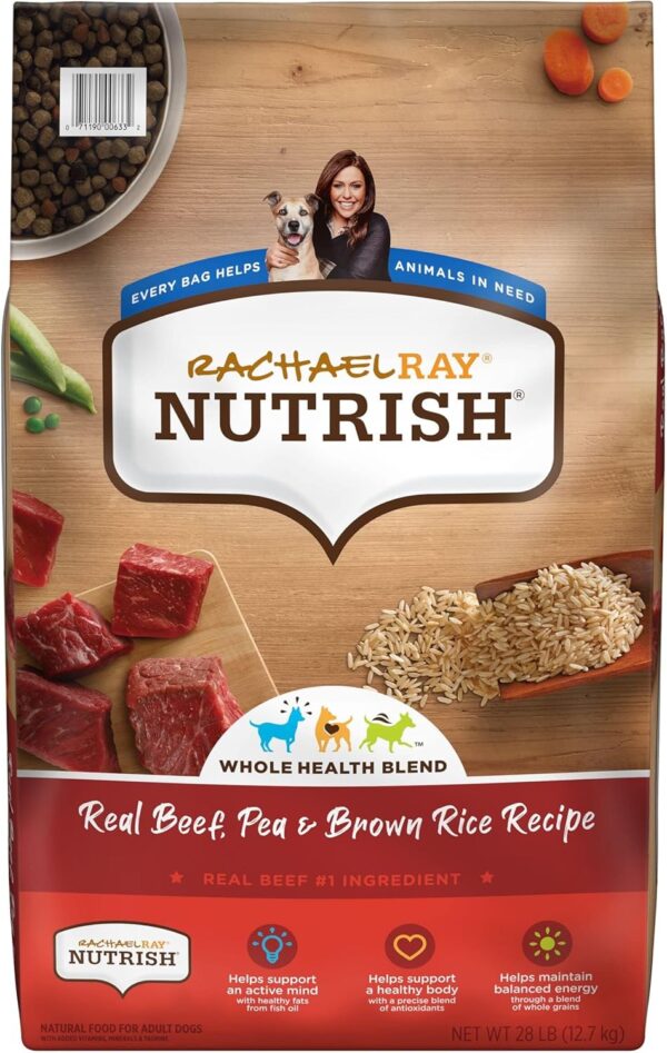 Nutrish Rachael Ray Premium Natural Dry Dog Food with Added Vitamins, Minerals & Taurine, Real Beef, Pea, & Brown Rice Recipe, 28 Pounds (Packaging May Vary)