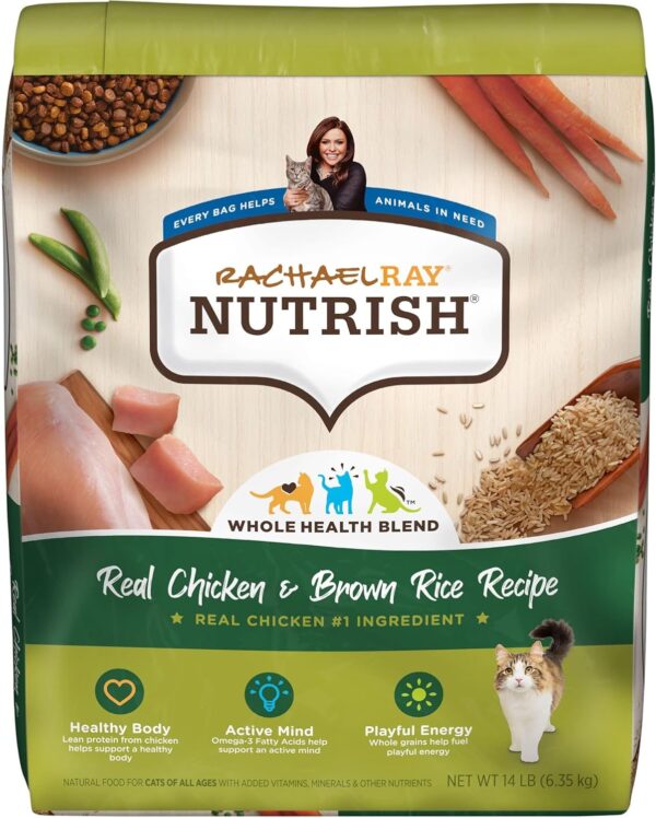 Nutrish Rachael Ray Premium Natural Dry Cat Food with Added Vitamins, Minerals & Other Nutrients, Real Chicken & Brown Rice Recipe, 14 Pound Bag