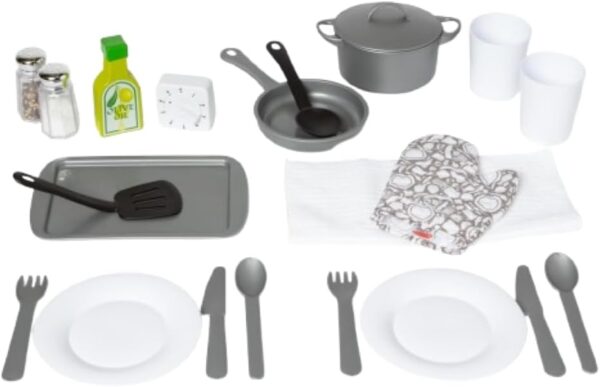 Melissa & Doug 22-Piece Play Kitchen Accessories Set - Utensils, Pot, Pans, and More , White