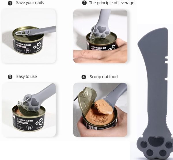 Small Spoon For Short Can, Cat Food Spoon, Wet Food Spoon For Dog Or Cat, Open Can With Spoon, Manual Can Opener(Gray Spoon) - Image 2