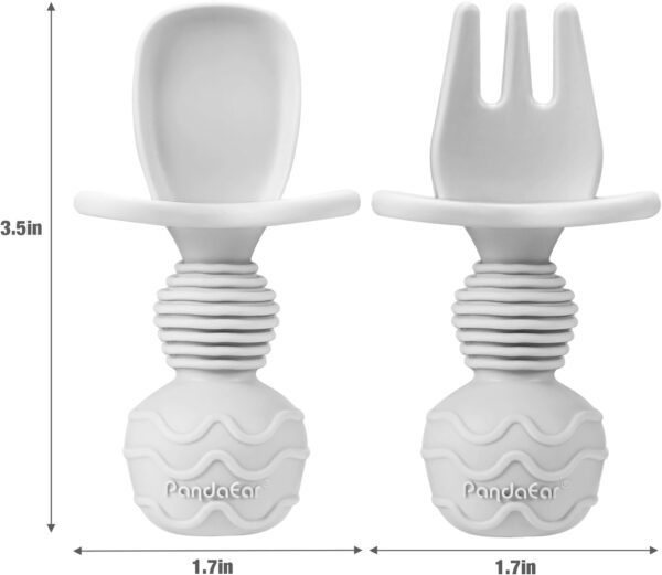 PandaEar 6 Pack Silicone Baby Spoons Self Feeding| Infant Spoons First Stage| Baby Utensils 6-12 Months| Toddler Baby Feeding Spoon | Baby Eating Essentials| Baby Led Weaning Supplies - Image 3