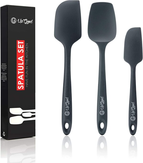 UpGood Silicone Spatula Set 600°F - High Heat Resistant Nonstick, Small and Large Kitchen Spatulas - Flexible BPA Free Professional Grade Cookware - Utensils for Cooking, Baking, Mixing(3 Pcs, Grey)