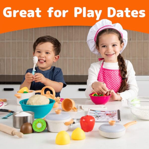 Kids Cooking and Baking Chef Set with Sliceable Play Food - Pretend Play Toddler Kitchen Toys - Kid Chef Apron, Fruit, Veggies, Hat & Utensils Kids Toy (Chef Set with Play Food) - Image 7