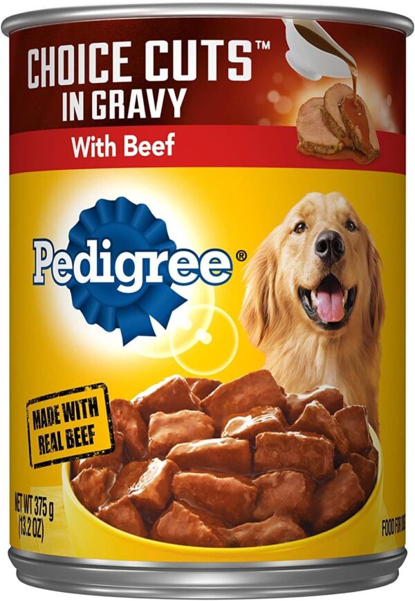PEDIGREE CHOICE CUTS IN GRAVY Adult Canned Soft Wet Dog Food with Beef, 13.2 oz. Cans 12 Pack