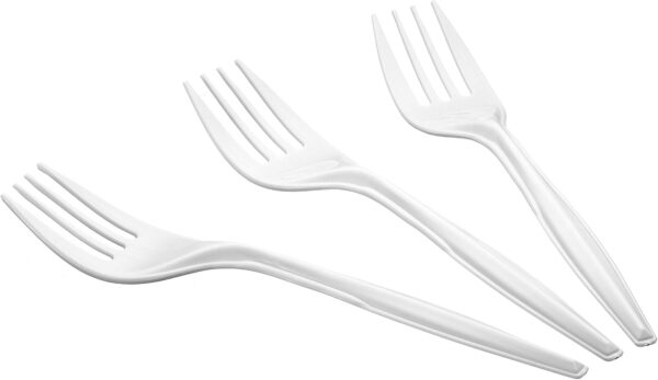 [400 Count] Settings Plastic White Forks, Practical Disposable Cutlery, Great for Thanksgiving Home, Office, School, Party, Picnics, Restaurant, Take-Out Fast Food, Outdoor Events, Or Every Day Use, - Image 2