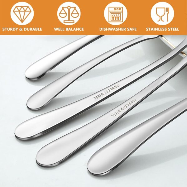 BEWOS Serving Utensils, 16-Piece Large Serving Set, 9.1” Serving Spoons, 9.1” Slotted Spoons, 9.1” Serving Forks, 9.5” Serving Tongs, Stainless Steel Serving Utensils Set for Parties, Dishwasher Safe - Image 4