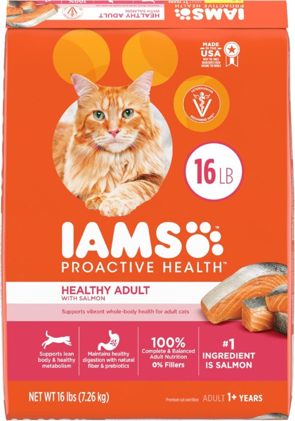 IAMS Proactive Health Adult Healthy Dry Cat Food with Salmon, 16 lb. Bag