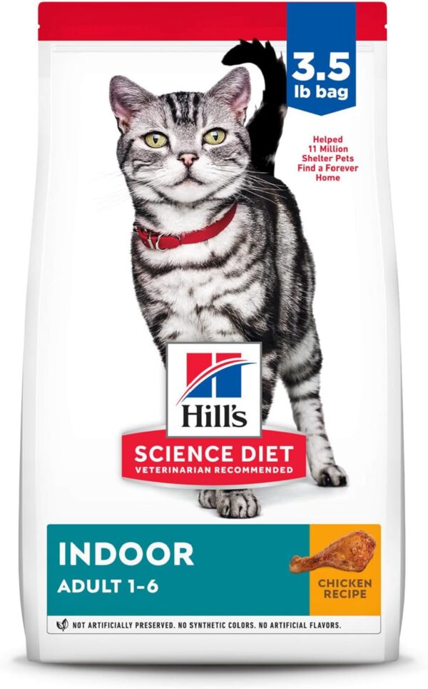 Hill's Science Diet Indoor, Adult 1-6, Easy Litter Box Cleanup, Dry Cat Food, Chicken Recipe, 3.5 lb Bag