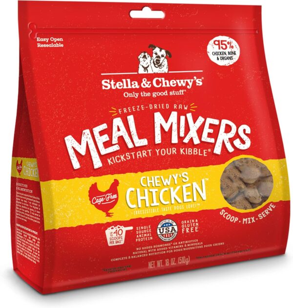 Stella & Chewy's Freeze Dried Raw Chewy’s Chicken Meal Mixers – Dog Food Topper for Small & Large Breeds – Grain Free, Protein Rich Recipe – 18 oz Bag