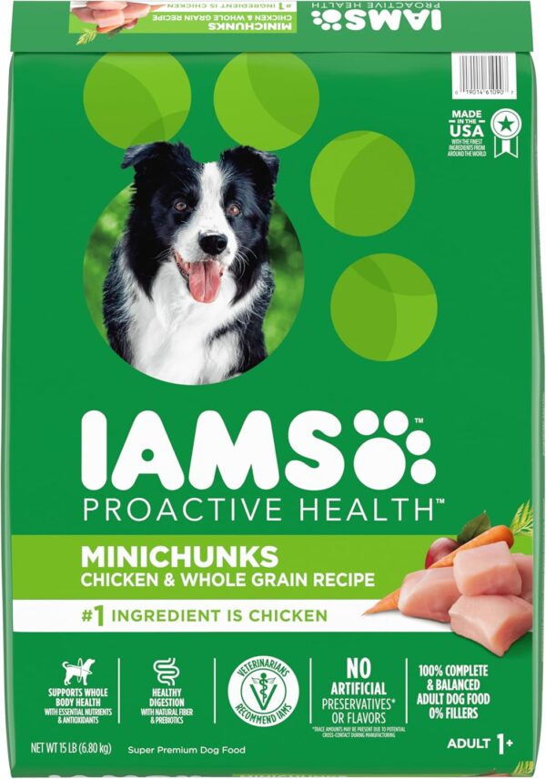 IAMS Proactive Health Minichunks Adult Dry Dog Food with Real Chicken and Whole Grains, 15 lb. Bag