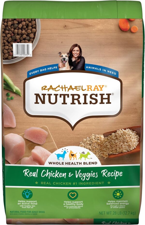 Rachael Ray Nutrish Premium Natural Dry Dog Food, Real Chicken & Veggies Recipe, 28 Lb