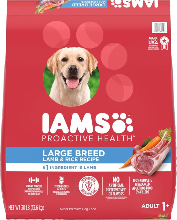 IAMS Large Breed Adult Dry Dog Food Lamb & Rice Recipe, 30 lb. Bag