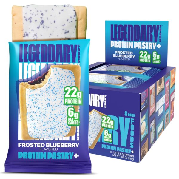 Legendary Foods 22 g High Protein Pastry+ Premium Boosted - Low Carb Meal Replacement Bar - Gluten Free Protien Snacks - Healthy Keto Snack Box - Low Sugar Energy Bar - Bariatric Diabetic Friendly