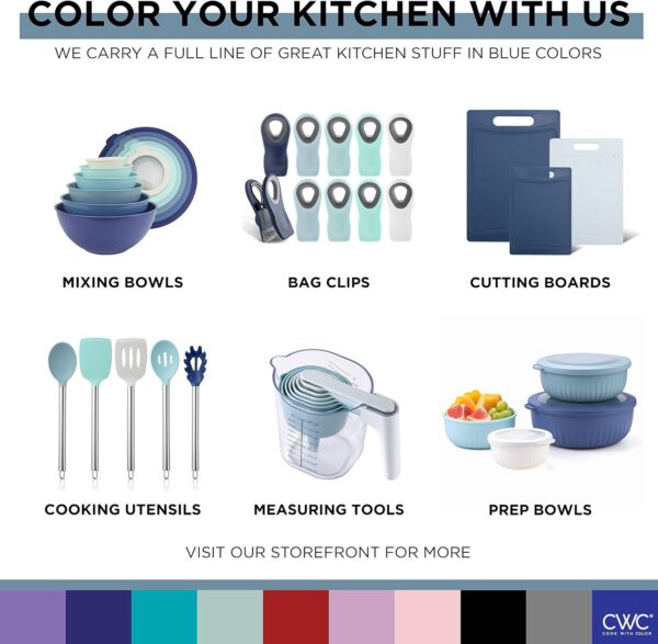 COOK WITH COLOR Silicone Cooking Utensils, Kitchen Utensil Set, Easy to Clean Silicone Kitchen Utensils, Cooking Utensils for Nonstick Cookware, Kitchen Gadgets Set, 5 Pieces, Blue Ombre - Image 8