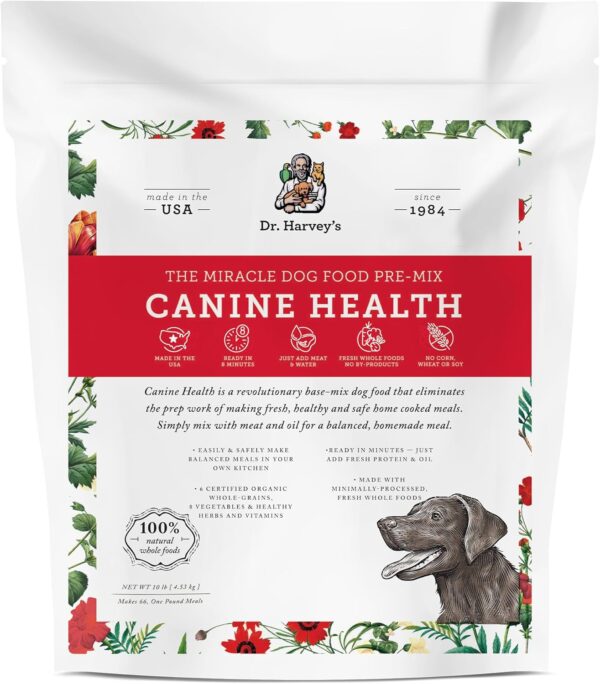 Dr. Harvey's Canine Health Miracle Dog Food, Human Grade Dehydrated Base Mix for Dogs with Organic Whole Grains and Vegetables (10 Pounds)