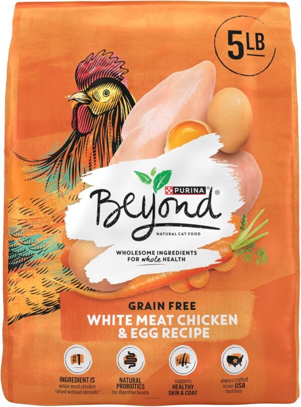 Purina Beyond Grain Free White Meat Chicken and Egg Recipe Natural Cat Food High Protein Cat Food Dry Formula - 5 lb. Bag